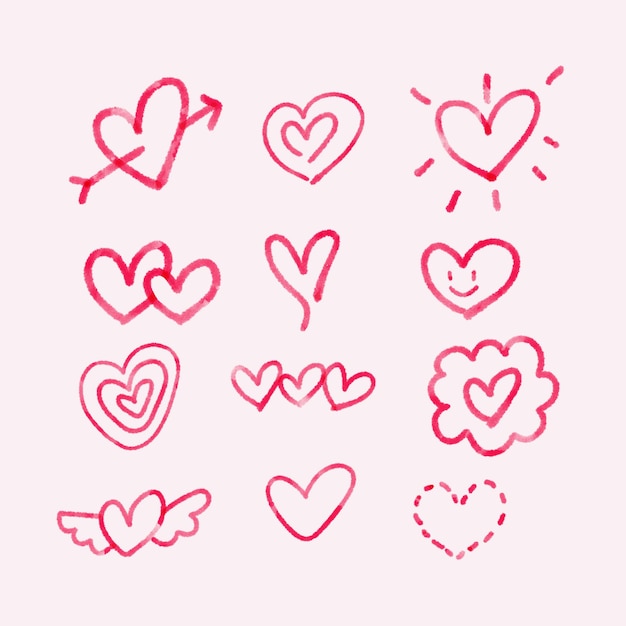 Coleção de ícones de coração rosa