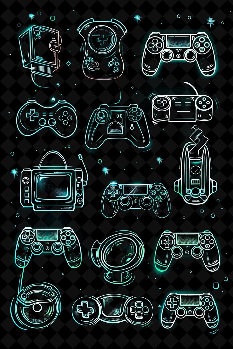 PSD coleção de ícones de jogos com estilo de graffiti e neon ha creative set neon color y2k collection
