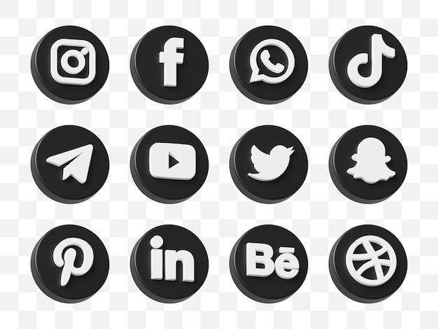 Coleção de ícones de mídia social 3d
