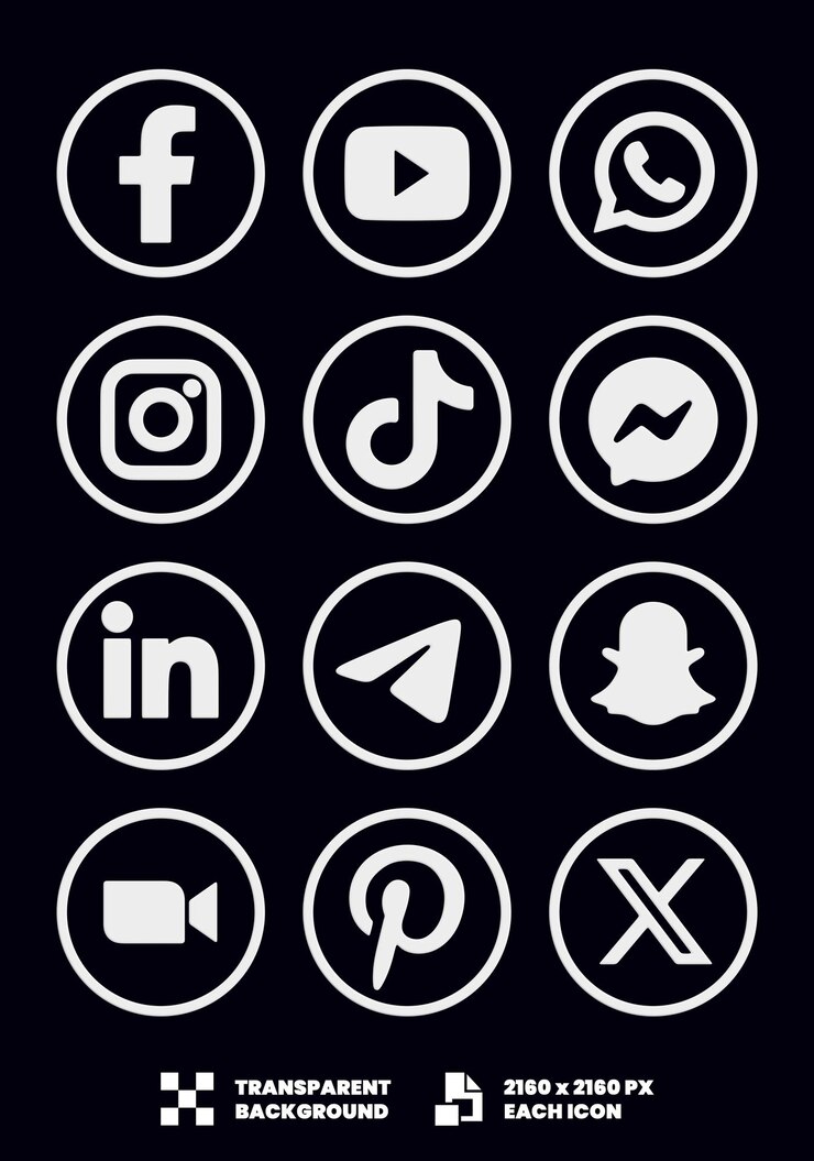 PSD coleção de ícones de mídia social 3d