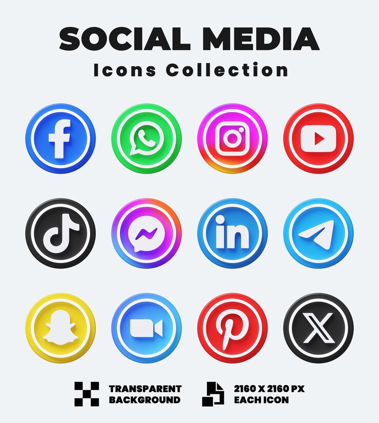 PSD coleção de ícones de mídia social
