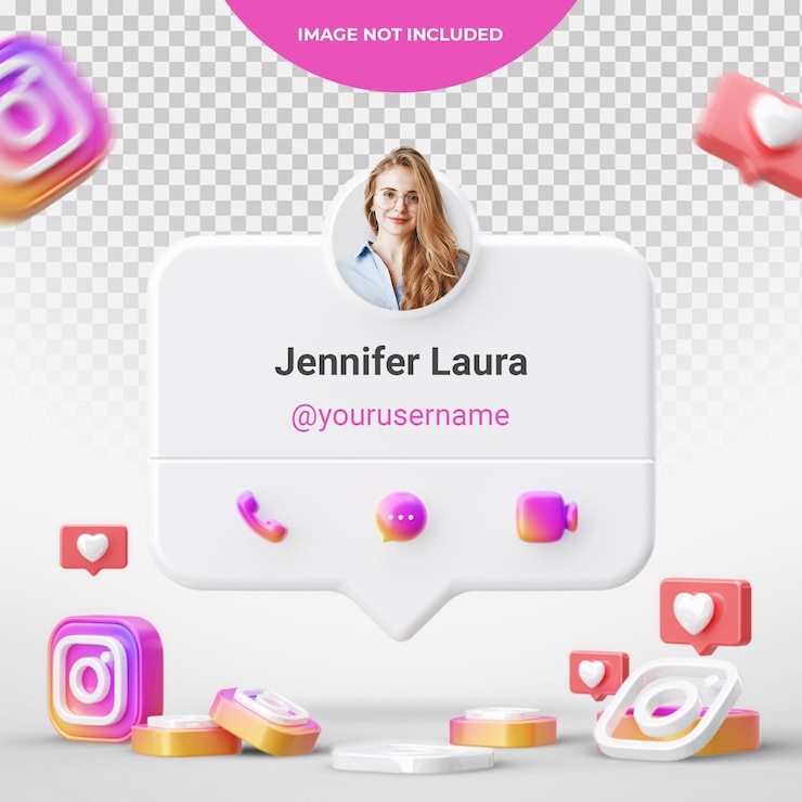 PSD coleção de ícones do instagram de renderização em 3d