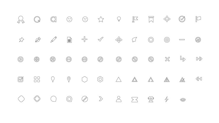PSD coleção de ícones e símbolos minimalistas para elementos de design e interfaces da web