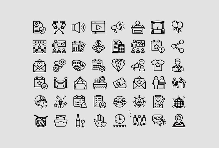PSD coleção de iconografia temática de eventos para promoção