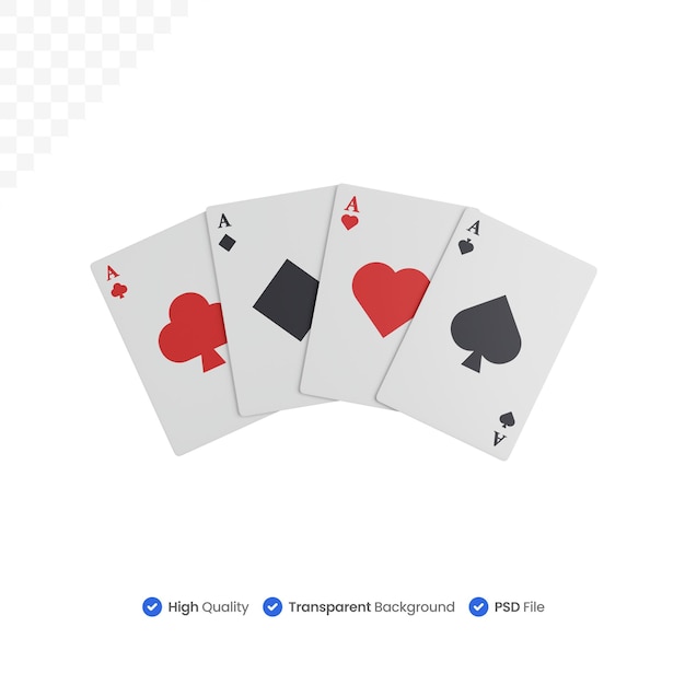 Coleção de ilustrações de ícones 3D de cartas Ace