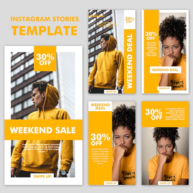 PSD coleção de modelo de moda de histórias do instagram