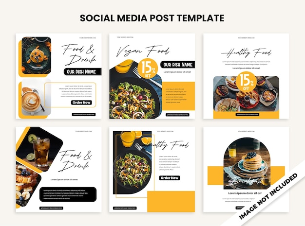 Coleção de modelos de banners de postagens de redes sociais simples de restaurantes no Instagram