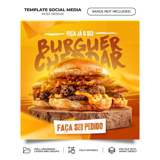 PSD coleção de postagens de mídia social de restaurante de hambúrguer psd