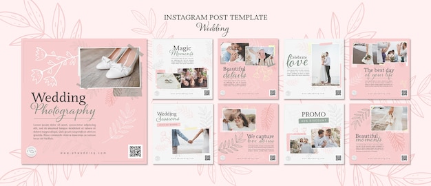 Coleção de postagens do Instagram de casamento floral