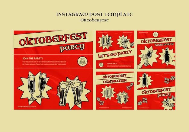 Coleção de postagens do instagram de celebração da Oktoberfest