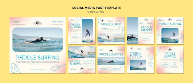 Coleção de postagens do instagram de paddle surf