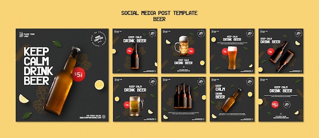 Coleção de postagens do instagram para beber cerveja