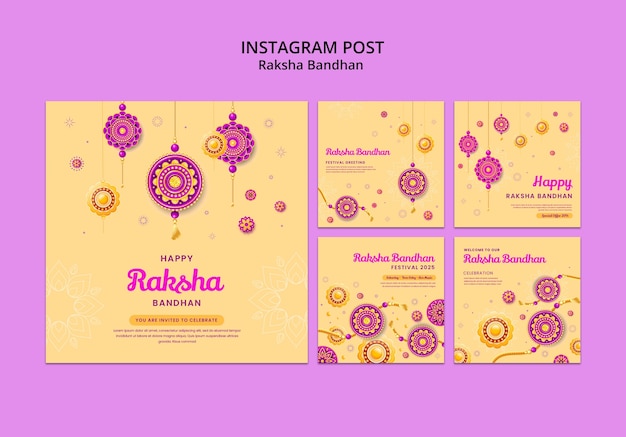 PSD coleção de postagens do instagram para celebração de raksha bandhan