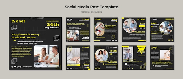PSD coleção de postagens do instagram para imóveis e construção
