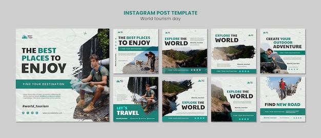 Coleção de postagens do instagram para o dia mundial do turismo