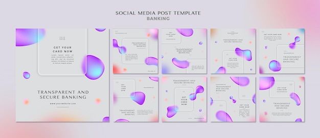 Coleção de postagens do Instagram para transações bancárias transparentes e seguras