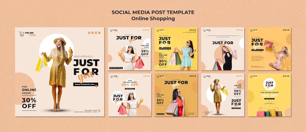 Coleção de postagens do Instagram para venda de moda on-line