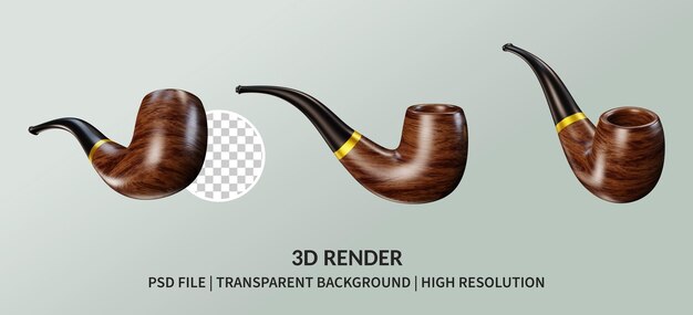 PSD coleção de renderização 3d de cachimbo de fumo psd