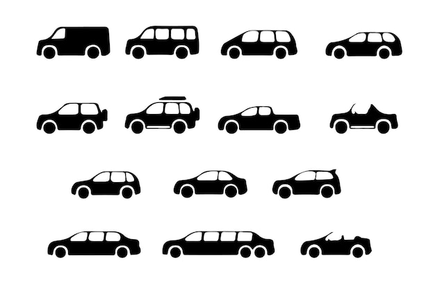 Coleção de silhuetas de carros