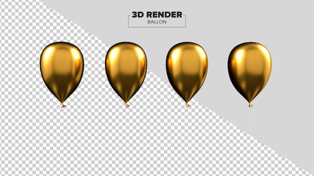 Coleção psd de balões de ouro renderização 3d isolada em fundo transparente