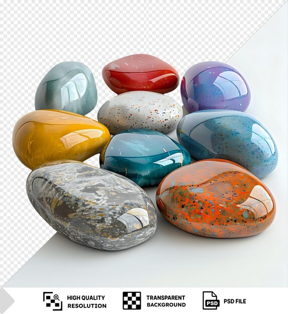 PSD coleção transparente conjunto de pedras coloridas lisas png clipart png psd