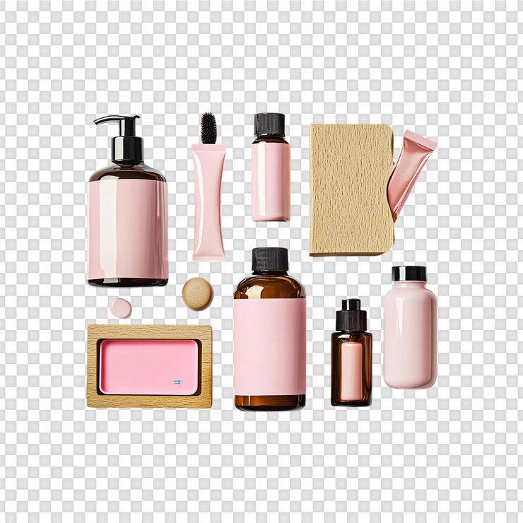 PSD colecção de embalagens cosméticas de produtos de beleza isolados sobre um fundo transparente