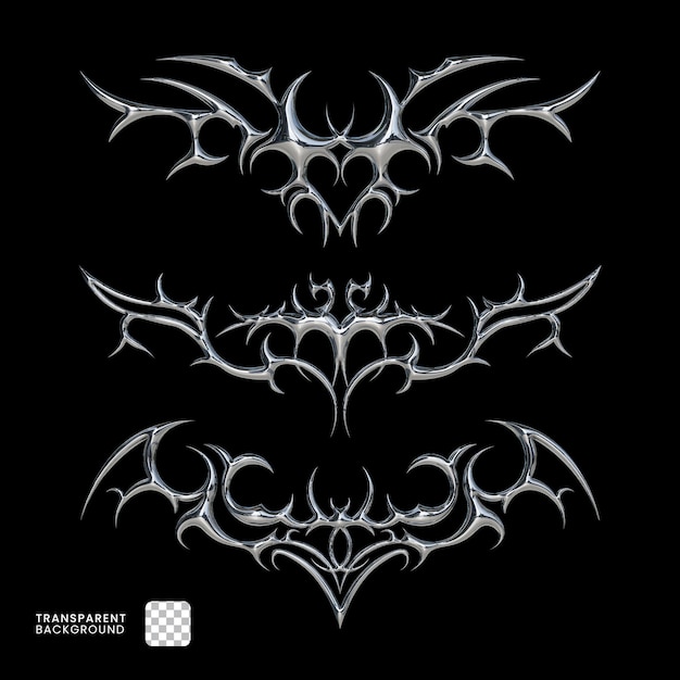 Colecção de metal cromado 3D elementos y2k