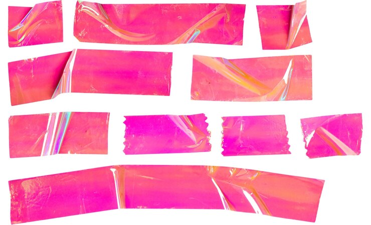 PSD colecção de tiras de fita rosa com efeito iridescente