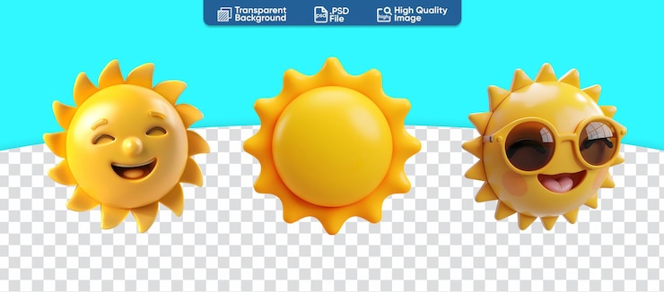 PSD colecção de verão happy sun cartoon 3d render close up do sol com óculos de sol personagem