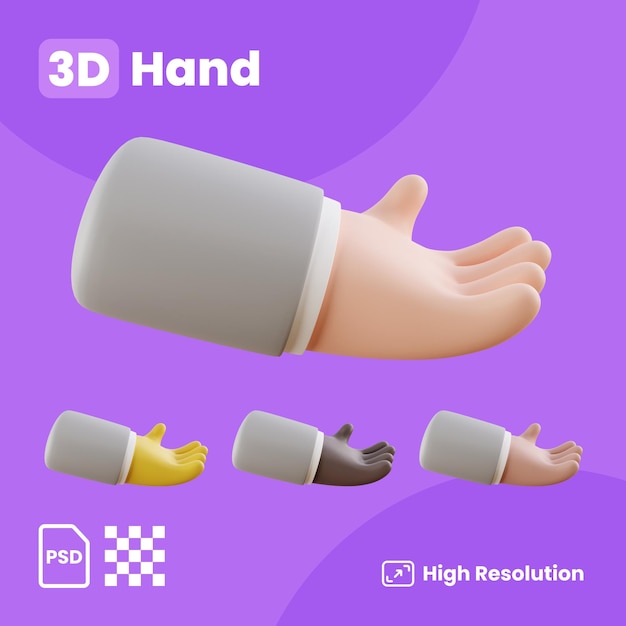 PSD colección 3d de mano sosteniendo algo