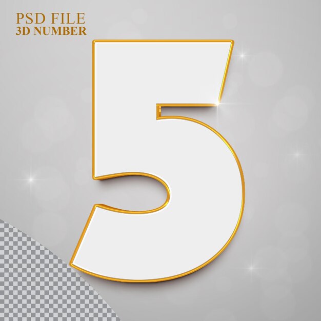 Colección 3D número 5 con estilo dorado