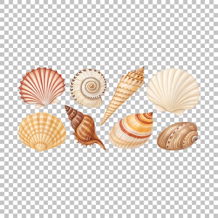 PSD colección de acuarelas de conchas marinas