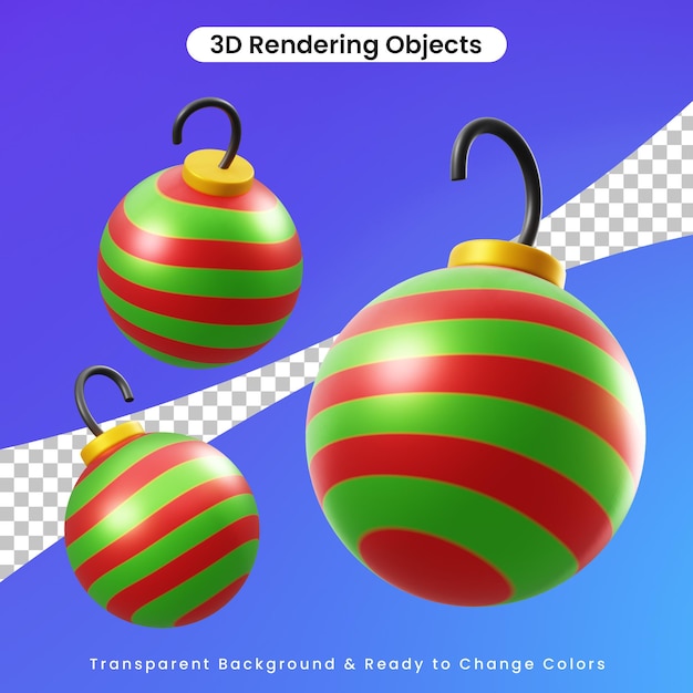 PSD colección de adornos de bolas de navidad 3d