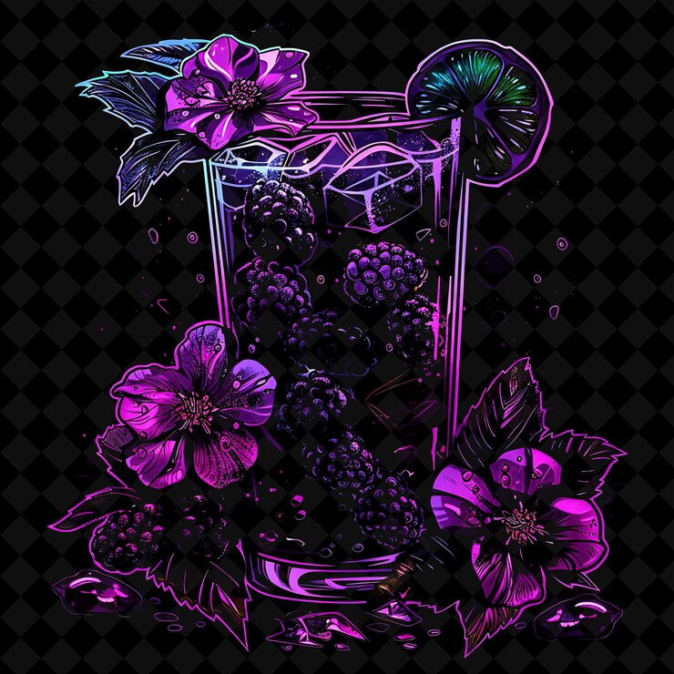 PSD colección de alimentos neon png colores vívidos y alto contraste para menú de carteles y diseño de arte digital