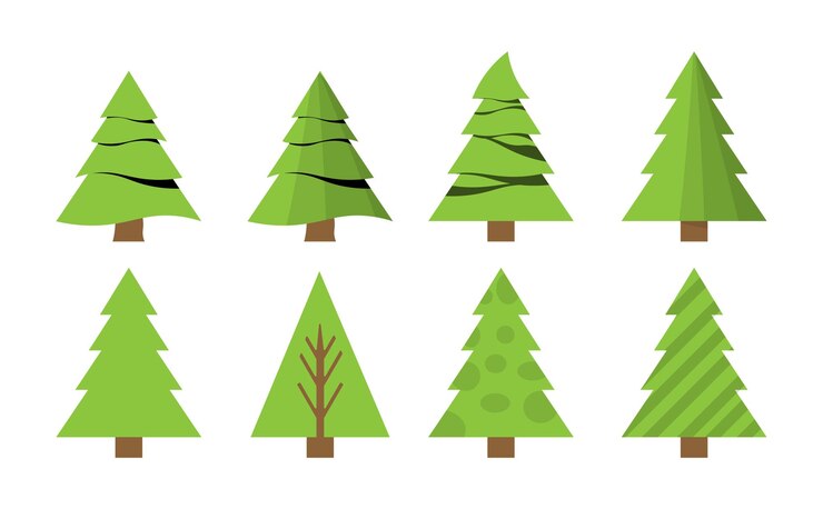 PSD colección de árboles de navidad estilizados para el diseño navideño