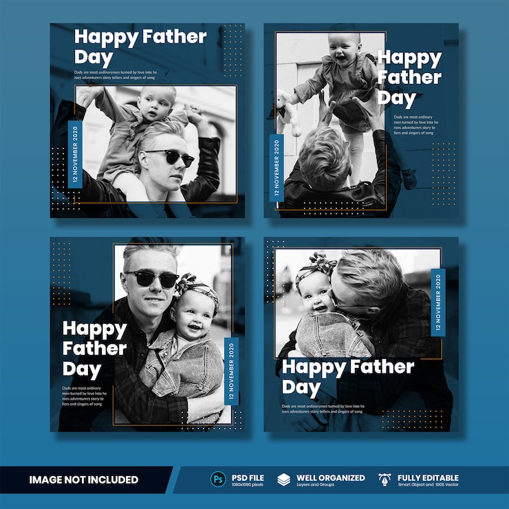 PSD colección de banners de redes sociales del día del padre