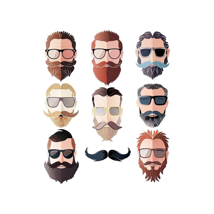 PSD colección de barbas y bigotes hipsters