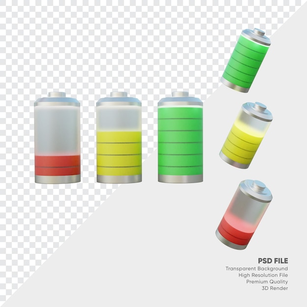 Colección de batería de renderizado 3D