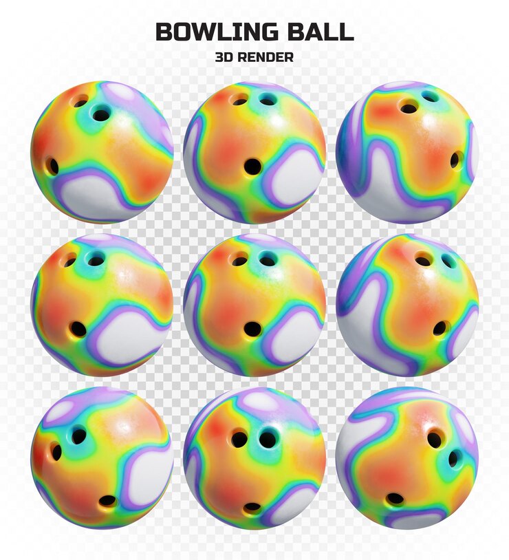 PSD colección de bolas de bolos de remolino de mármol de renderizado 3d en alta resolución con muchas perspectivas