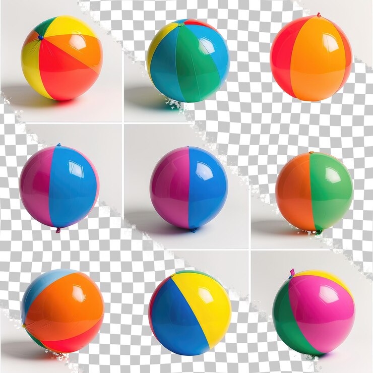 PSD una colección de bolas de colores con la letra p en ellos