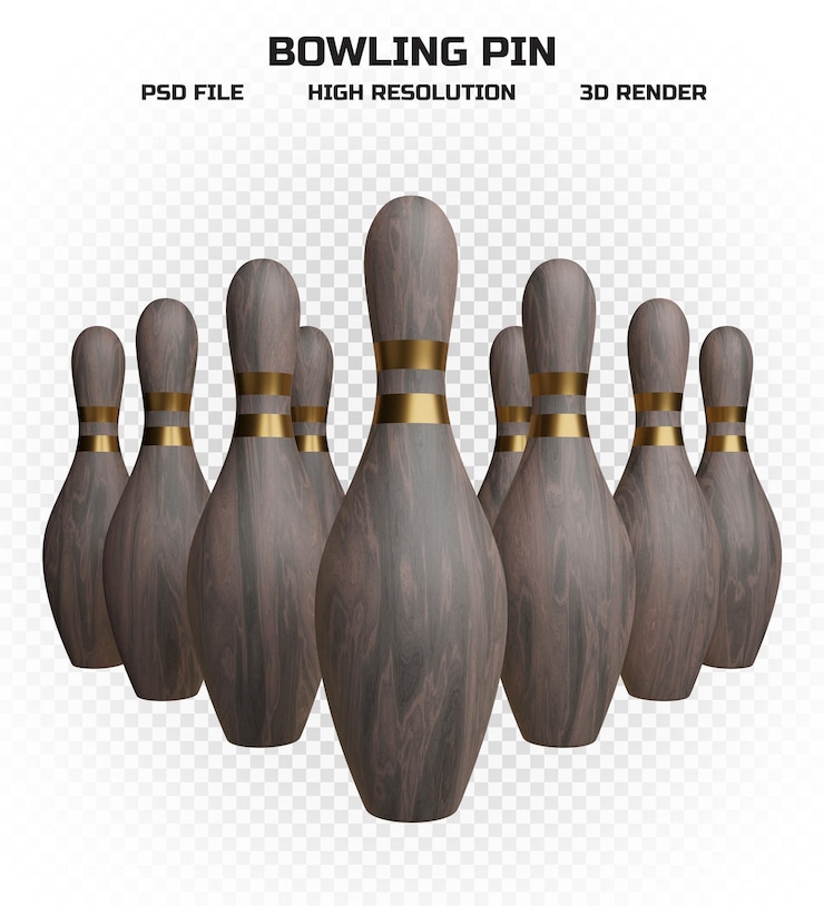 PSD colección de bolos de madera de render 3d con rayas doradas en alta resolución
