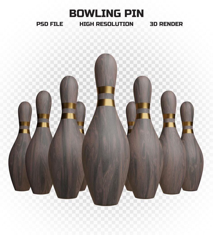 PSD colección de bolos de madera de render 3d con rayas doradas en alta resolución