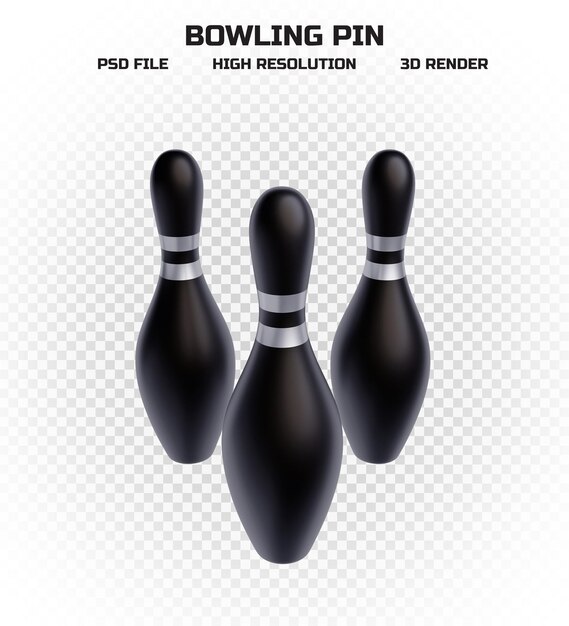 Colección de bolos negros de renderizado 3d con rayas plateadas en alta resolución