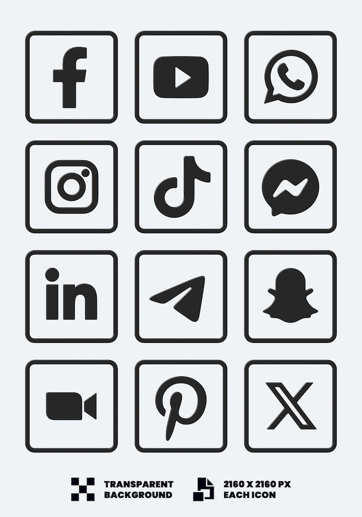PSD colección de botones de iconos de redes sociales