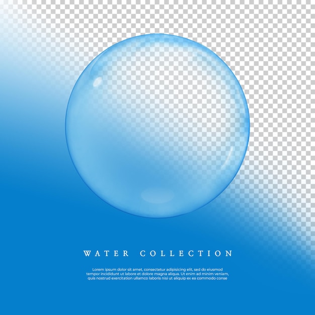 PSD colección de burbujas de agua de renderizado 3d en el fondo transparente