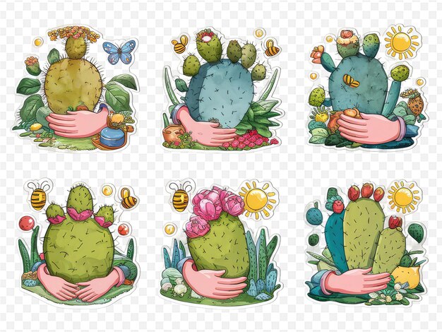 una colección de cactus y flores