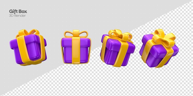 PSD colección de cajas de regalo psd render 3d