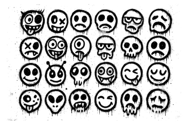 Colección de caras emoji al estilo del graffiti