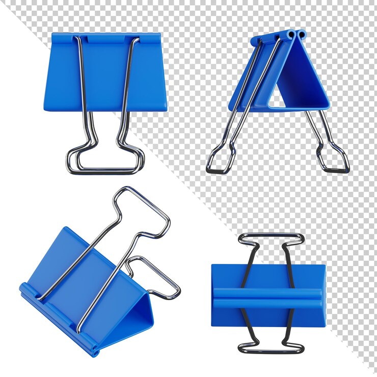 PSD colección de clip de papel azul aislado sobre fondo transparente representación 3d