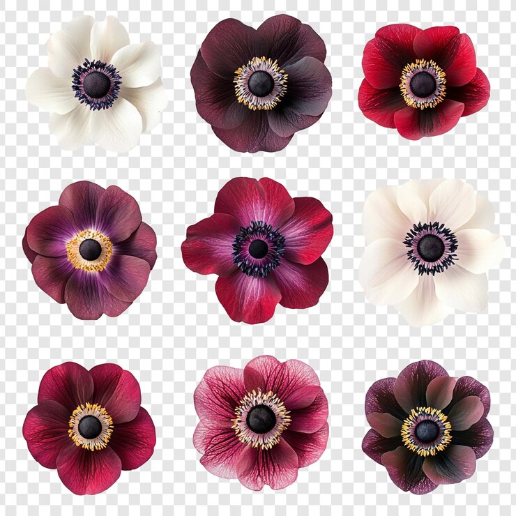 PSD colección de coloridas flores de anémona